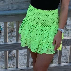 Wayf neon green mini skirt